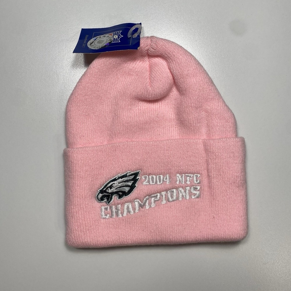 Philadelphia Eagles Beanie Cuffed Hat Knit Pink One Size NWT 2004 NFC Champions